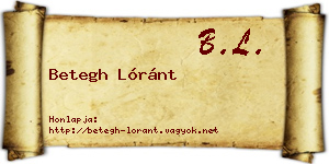Betegh Lóránt névjegykártya