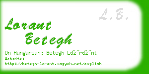 lorant betegh business card